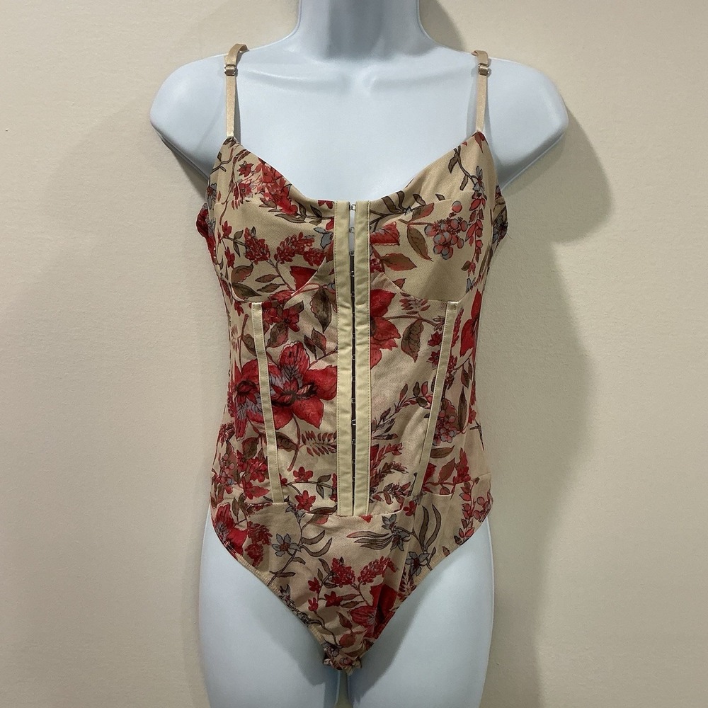 Free People Night Rhythm Corset Bodysuit Womens Large Intimately Floral Mesh